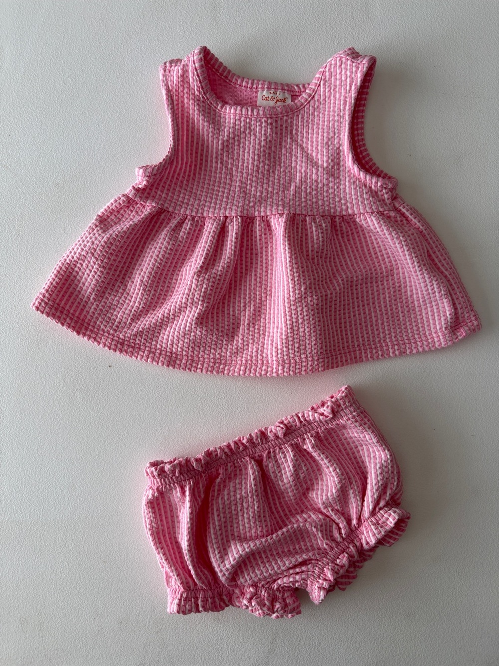 Cat & Jack - Pink Waffle Knit Dress Top with Matching Bloomers